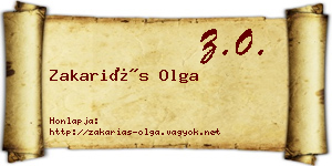 Zakariás Olga névjegykártya